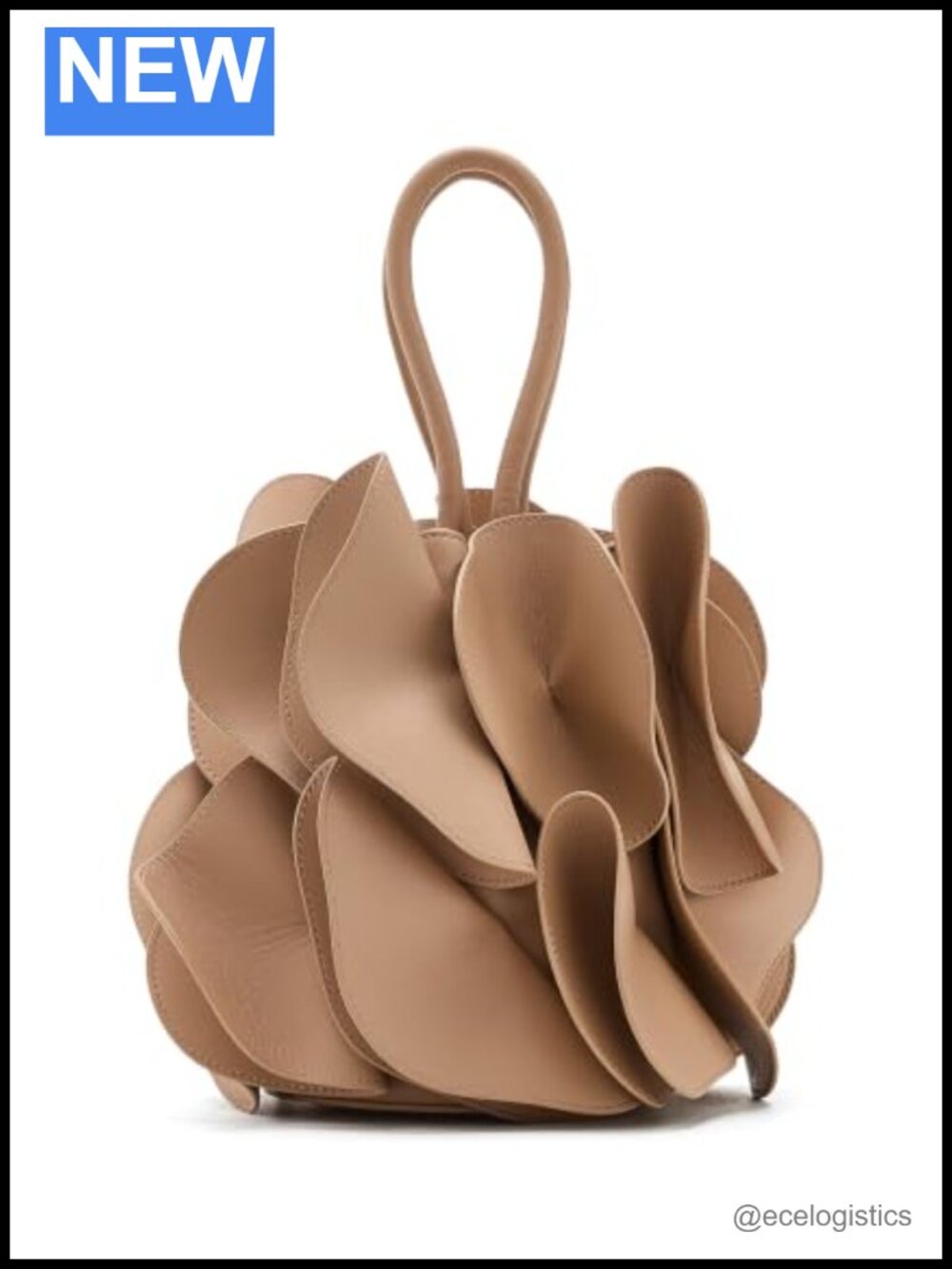 Sculptural Leather Handbag with Flower Design